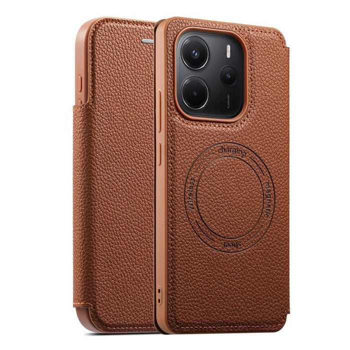 Funda para teléfono ESEBLE ultradelgada con ranura para tarjetas y cierre magnético de piel vegana, For Redmi Note 14 4G Global 163.25mm