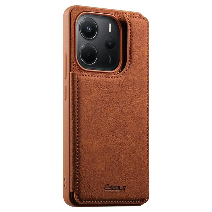 Funda para teléfono ESEBLE con textura retro, doble hebilla y ranura para tarjetas., For Redmi Note 14 4G Global 163.25mm