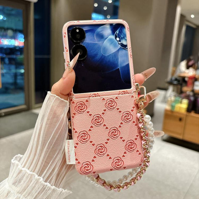 Funda para teléfono con hebilla lateral y estampado de rosas, con pulsera incluida., For Xiaomi Mix Flip2, For Xiaomi Mix Flip