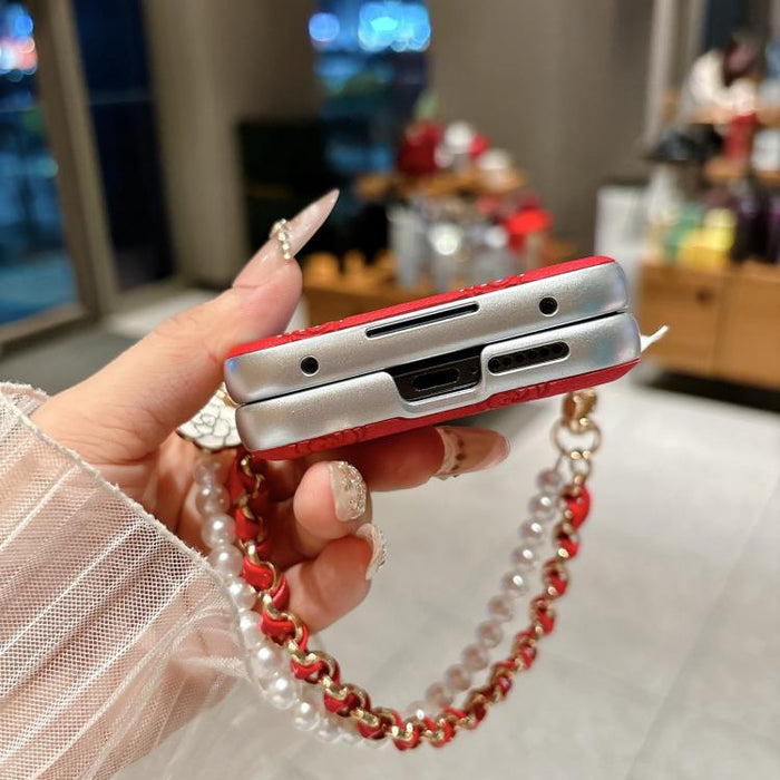 Funda para teléfono con hebilla lateral y estampado de rosas, con pulsera incluida., For Xiaomi Mix Flip2, For Xiaomi Mix Flip