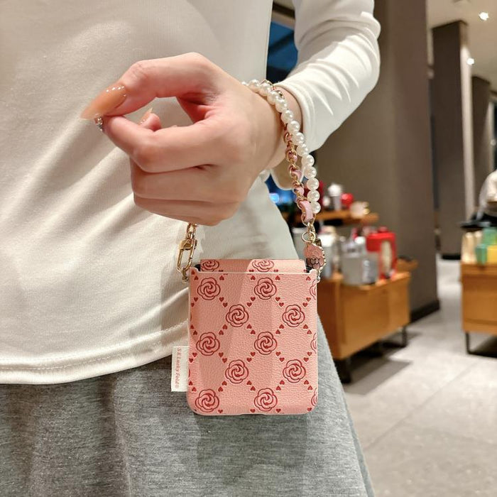 Funda para teléfono con hebilla lateral y estampado de rosas, con pulsera incluida., For Xiaomi Mix Flip2, For Xiaomi Mix Flip