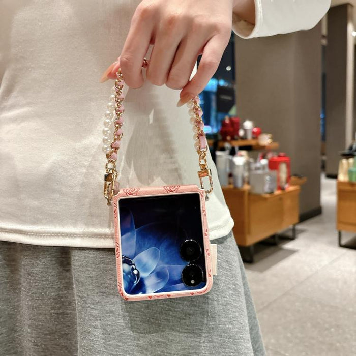 Funda para teléfono con hebilla lateral y estampado de rosas, con pulsera incluida., For Xiaomi Mix Flip2, For Xiaomi Mix Flip