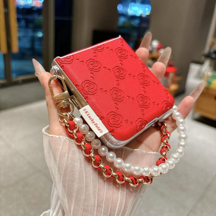 Funda para teléfono con hebilla lateral y estampado de rosas, con pulsera incluida., For Xiaomi Mix Flip2, For Xiaomi Mix Flip