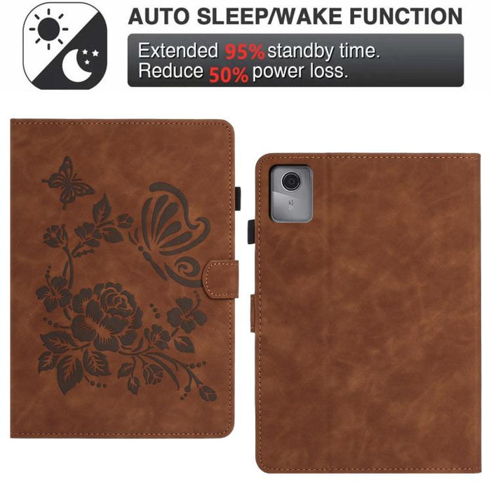 Funda inteligente para tablet de piel con relieve de mariposa y flores, For Xiaomi Redmi Pad 2 2025