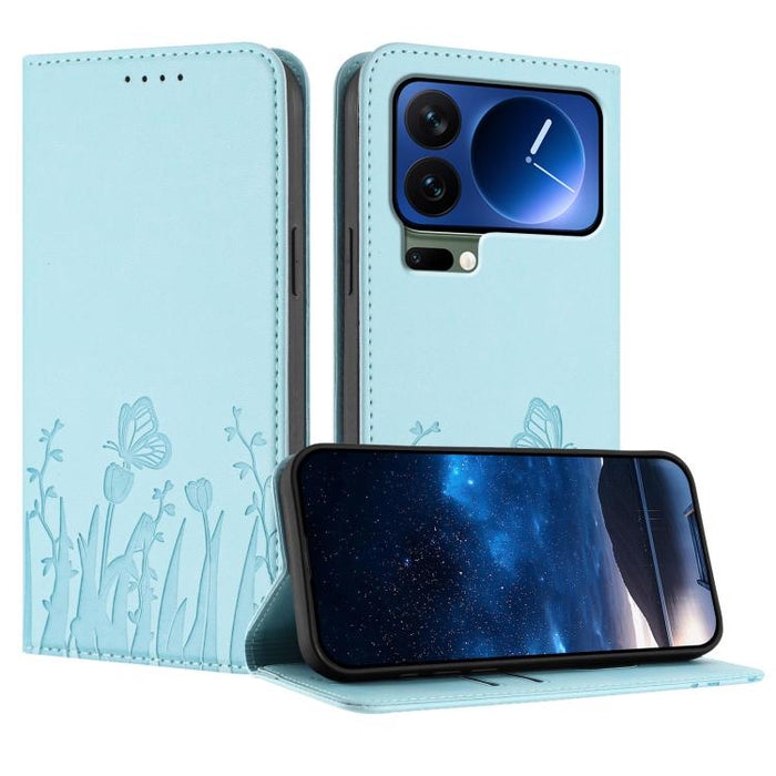 Funda magnética para teléfono de piel vegana con estampado de tulipanes y mariposas, For Xiaomi 17 Pro Max, For Xiaomi 17 Pro, For Xiaomi 17, For Xiaomi Poco M7 4G 169mm, For Xiaomi 15T Pro 5G, For Xiaomi 15T 5G, For Xiaomi Civi 5 Pro, For Xiaomi 15S P...