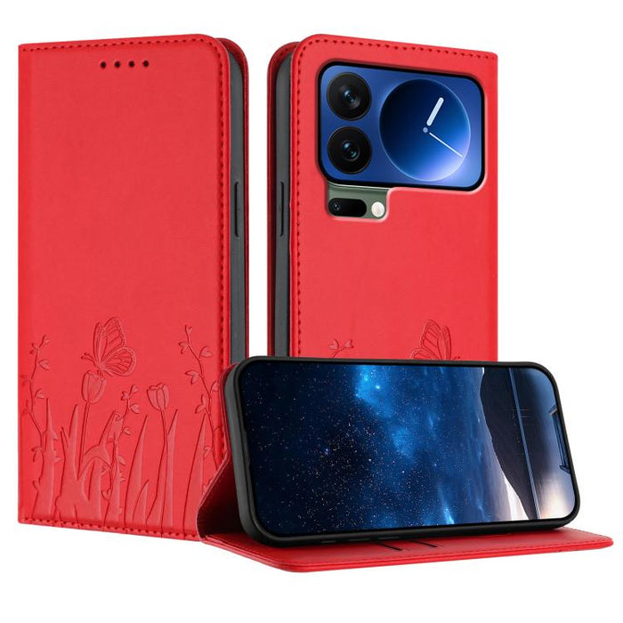 Funda magnética para teléfono de piel vegana con estampado de tulipanes y mariposas, For Xiaomi 17 Pro Max, For Xiaomi 17 Pro, For Xiaomi 17, For Xiaomi Poco M7 4G 169mm, For Xiaomi 15T Pro 5G, For Xiaomi 15T 5G, For Xiaomi Civi 5 Pro, For Xiaomi 15S P...
