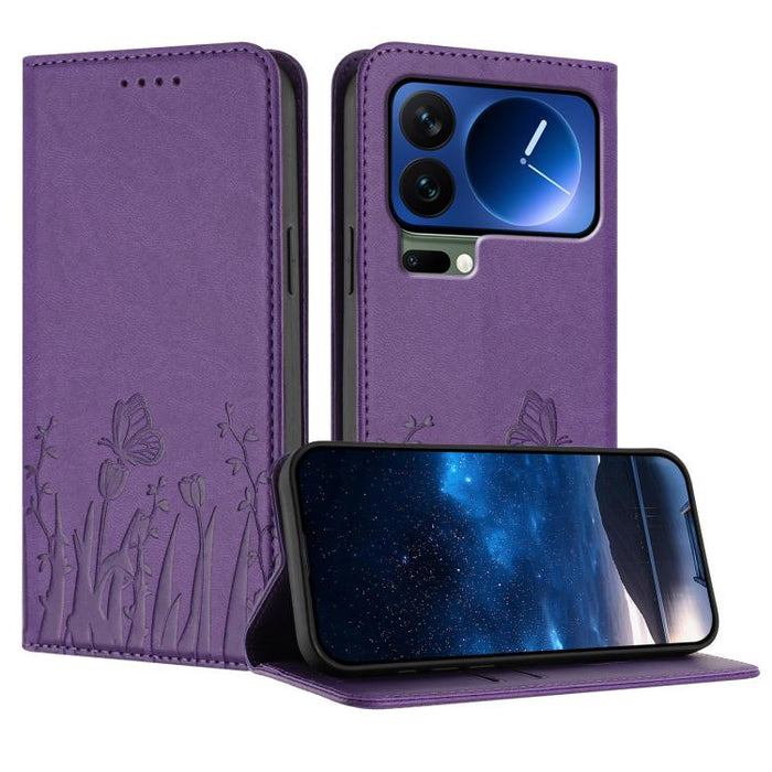 Funda magnética para teléfono de piel vegana con estampado de tulipanes y mariposas, For Xiaomi 17 Pro Max, For Xiaomi 17 Pro, For Xiaomi 17, For Xiaomi Poco M7 4G 169mm, For Xiaomi 15T Pro 5G, For Xiaomi 15T 5G, For Xiaomi Civi 5 Pro, For Xiaomi 15S P...