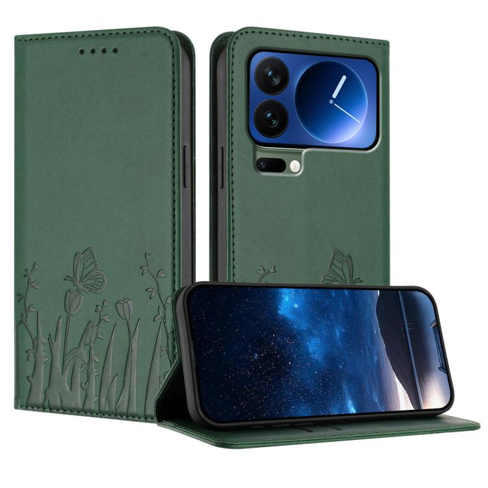 Funda magnética para teléfono de piel vegana con estampado de tulipanes y mariposas, For Xiaomi 17 Pro Max, For Xiaomi 17 Pro, For Xiaomi 17, For Xiaomi Poco M7 4G 169mm, For Xiaomi 15T Pro 5G, For Xiaomi 15T 5G, For Xiaomi Civi 5 Pro, For Xiaomi 15S P...