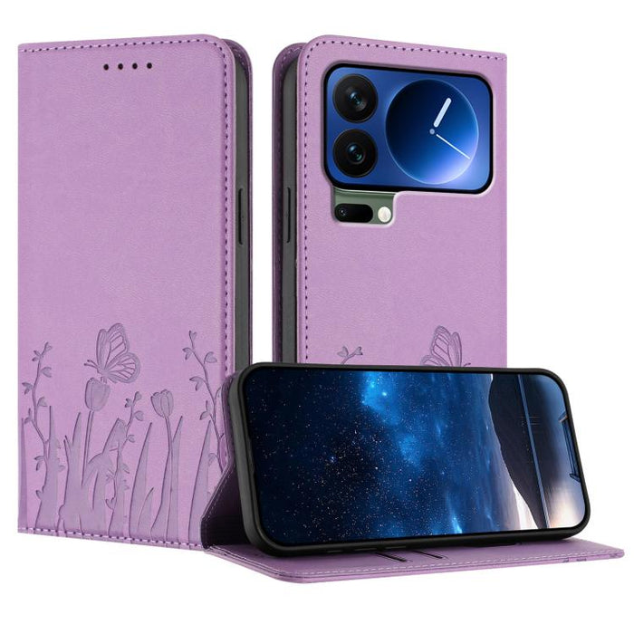 Funda magnética para teléfono de piel vegana con estampado de tulipanes y mariposas, For Xiaomi 17 Pro Max, For Xiaomi 17 Pro, For Xiaomi 17, For Xiaomi Poco M7 4G 169mm, For Xiaomi 15T Pro 5G, For Xiaomi 15T 5G, For Xiaomi Civi 5 Pro, For Xiaomi 15S P...