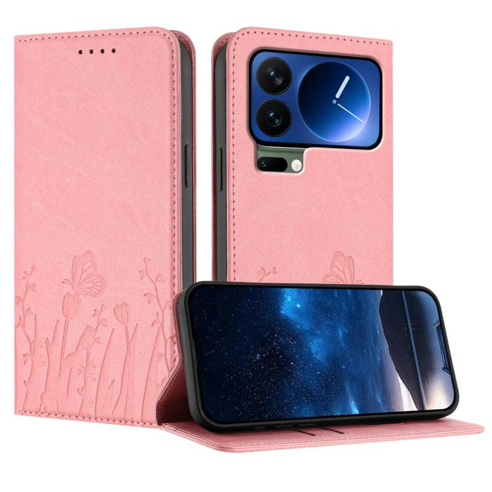 Funda magnética para teléfono de piel vegana con estampado de tulipanes y mariposas, For Xiaomi 17 Pro Max, For Xiaomi 17 Pro, For Xiaomi 17, For Xiaomi Poco M7 4G 169mm, For Xiaomi 15T Pro 5G, For Xiaomi 15T 5G, For Xiaomi Civi 5 Pro, For Xiaomi 15S P...