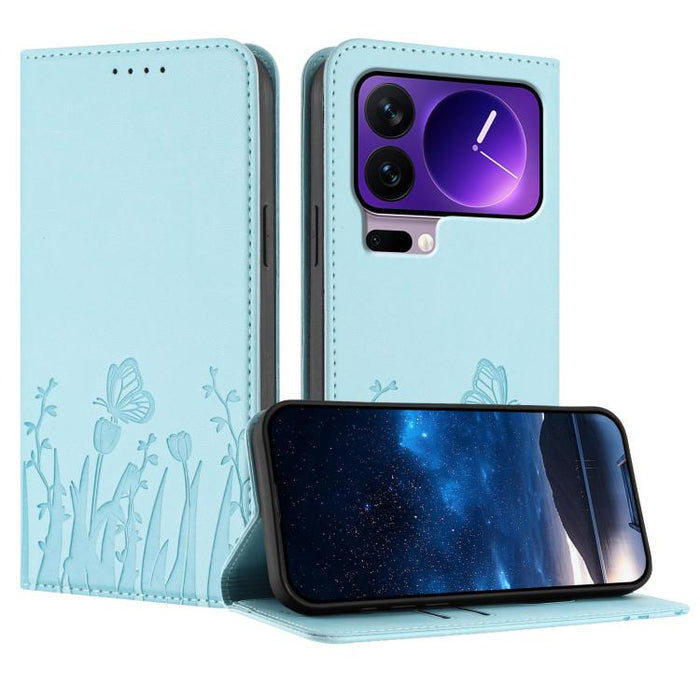 Funda magnética para teléfono de piel vegana con estampado de tulipanes y mariposas, For Xiaomi 17 Pro Max, For Xiaomi 17 Pro, For Xiaomi 17, For Xiaomi Poco M7 4G 169mm, For Xiaomi 15T Pro 5G, For Xiaomi 15T 5G, For Xiaomi Civi 5 Pro, For Xiaomi 15S P...