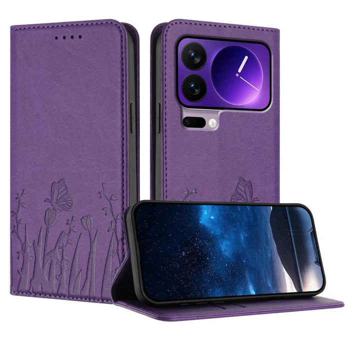 Funda magnética para teléfono de piel vegana con estampado de tulipanes y mariposas, For Xiaomi 17 Pro Max, For Xiaomi 17 Pro, For Xiaomi 17, For Xiaomi Poco M7 4G 169mm, For Xiaomi 15T Pro 5G, For Xiaomi 15T 5G, For Xiaomi Civi 5 Pro, For Xiaomi 15S P...
