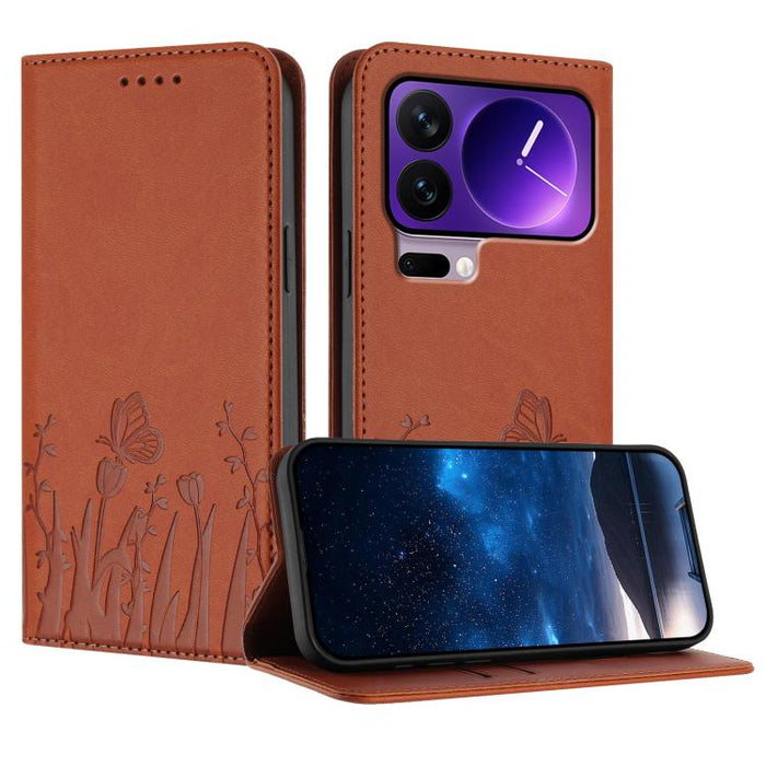 Funda magnética para teléfono de piel vegana con estampado de tulipanes y mariposas, For Xiaomi 17 Pro Max, For Xiaomi 17 Pro, For Xiaomi 17, For Xiaomi Poco M7 4G 169mm, For Xiaomi 15T Pro 5G, For Xiaomi 15T 5G, For Xiaomi Civi 5 Pro, For Xiaomi 15S P...