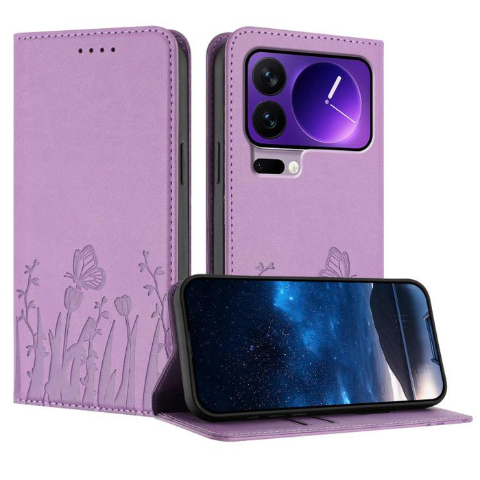 Funda magnética para teléfono de piel vegana con estampado de tulipanes y mariposas, For Xiaomi 17 Pro Max, For Xiaomi 17 Pro, For Xiaomi 17, For Xiaomi Poco M7 4G 169mm, For Xiaomi 15T Pro 5G, For Xiaomi 15T 5G, For Xiaomi Civi 5 Pro, For Xiaomi 15S P...