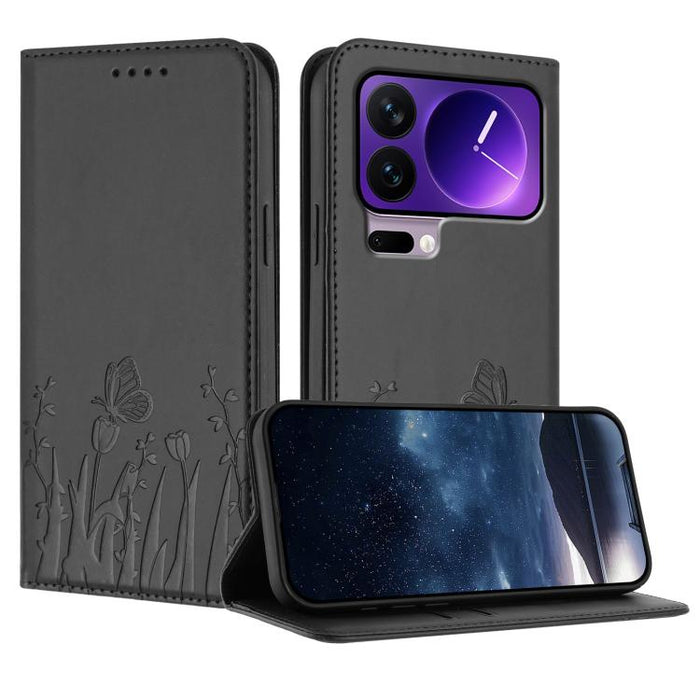 Funda magnética para teléfono de piel vegana con estampado de tulipanes y mariposas, For Xiaomi 17 Pro Max, For Xiaomi 17 Pro, For Xiaomi 17, For Xiaomi Poco M7 4G 169mm, For Xiaomi 15T Pro 5G, For Xiaomi 15T 5G, For Xiaomi Civi 5 Pro, For Xiaomi 15S P...