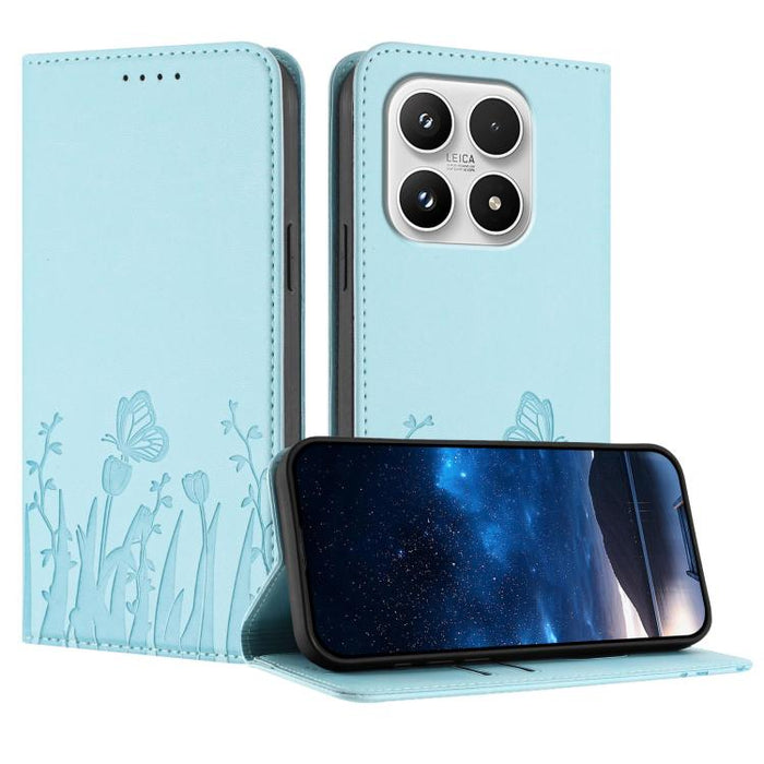 Funda magnética para teléfono de piel vegana con estampado de tulipanes y mariposas, For Xiaomi 17 Pro Max, For Xiaomi 17 Pro, For Xiaomi 17, For Xiaomi Poco M7 4G 169mm, For Xiaomi 15T Pro 5G, For Xiaomi 15T 5G, For Xiaomi Civi 5 Pro, For Xiaomi 15S P...