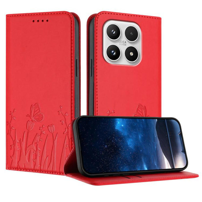 Funda magnética para teléfono de piel vegana con estampado de tulipanes y mariposas, For Xiaomi 17 Pro Max, For Xiaomi 17 Pro, For Xiaomi 17, For Xiaomi Poco M7 4G 169mm, For Xiaomi 15T Pro 5G, For Xiaomi 15T 5G, For Xiaomi Civi 5 Pro, For Xiaomi 15S P...