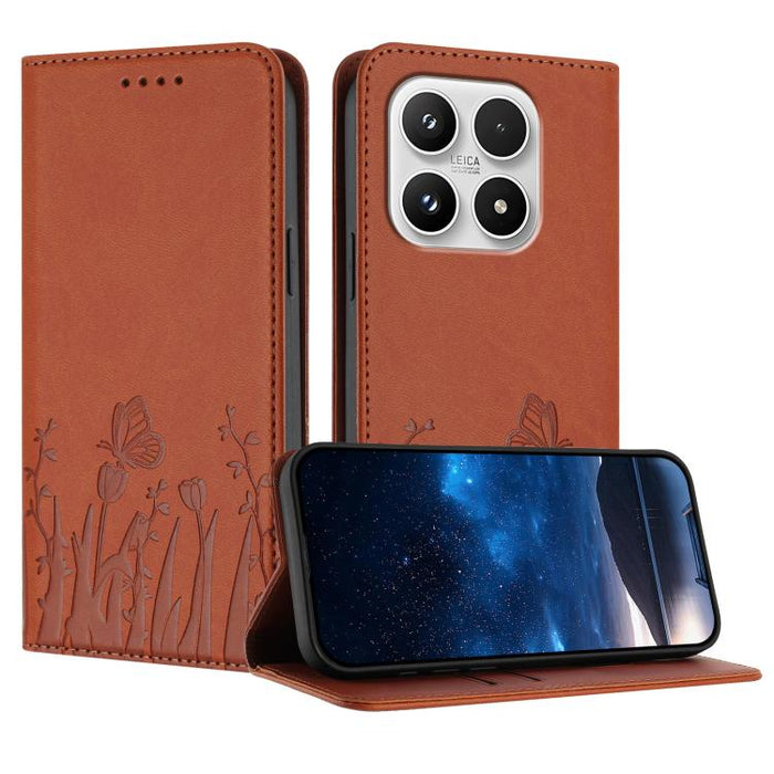 Funda magnética para teléfono de piel vegana con estampado de tulipanes y mariposas, For Xiaomi 17 Pro Max, For Xiaomi 17 Pro, For Xiaomi 17, For Xiaomi Poco M7 4G 169mm, For Xiaomi 15T Pro 5G, For Xiaomi 15T 5G, For Xiaomi Civi 5 Pro, For Xiaomi 15S P...