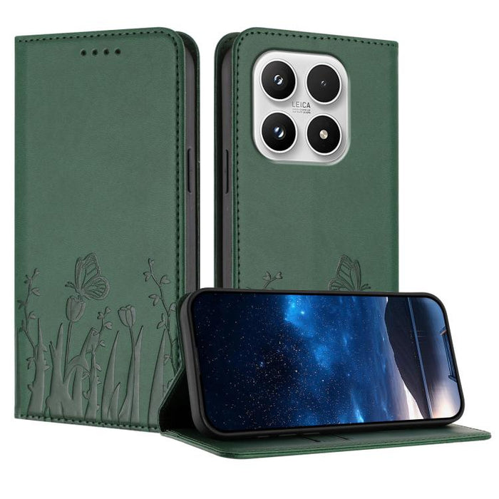 Funda magnética para teléfono de piel vegana con estampado de tulipanes y mariposas, For Xiaomi 17 Pro Max, For Xiaomi 17 Pro, For Xiaomi 17, For Xiaomi Poco M7 4G 169mm, For Xiaomi 15T Pro 5G, For Xiaomi 15T 5G, For Xiaomi Civi 5 Pro, For Xiaomi 15S P...