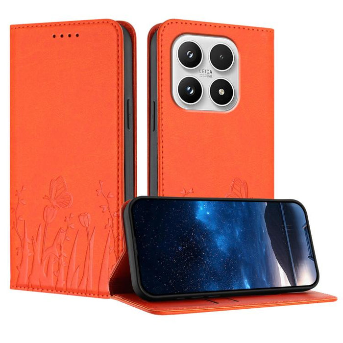 Funda magnética para teléfono de piel vegana con estampado de tulipanes y mariposas, For Xiaomi 17 Pro Max, For Xiaomi 17 Pro, For Xiaomi 17, For Xiaomi Poco M7 4G 169mm, For Xiaomi 15T Pro 5G, For Xiaomi 15T 5G, For Xiaomi Civi 5 Pro, For Xiaomi 15S P...