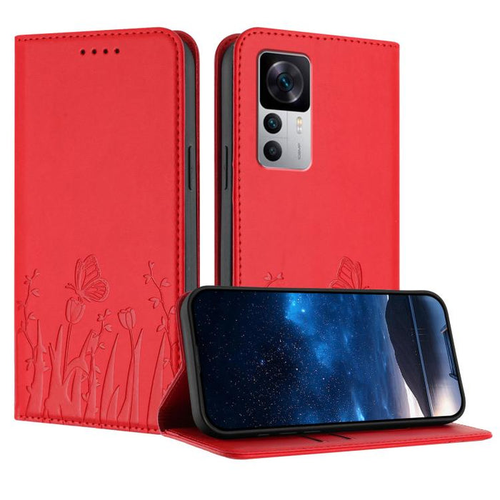 Funda magnética para teléfono de piel vegana con estampado de tulipanes y mariposas, For Xiaomi 14 Pro, For Xiaomi 14, For Xiaomi 13T / 13T Pro / Redmi K60 Ultra, For Xiaomi 13 Lite / Civi 2, For Xiaomi Poco M5 / Poco M4 5G / Redmi 10 5G               ...