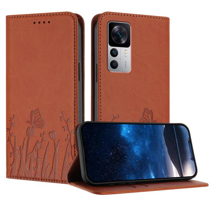 Funda magnética para teléfono de piel vegana con estampado de tulipanes y mariposas, For Xiaomi 14 Pro, For Xiaomi 14, For Xiaomi 13T / 13T Pro / Redmi K60 Ultra, For Xiaomi 13 Lite / Civi 2, For Xiaomi Poco M5 / Poco M4 5G / Redmi 10 5G               ...