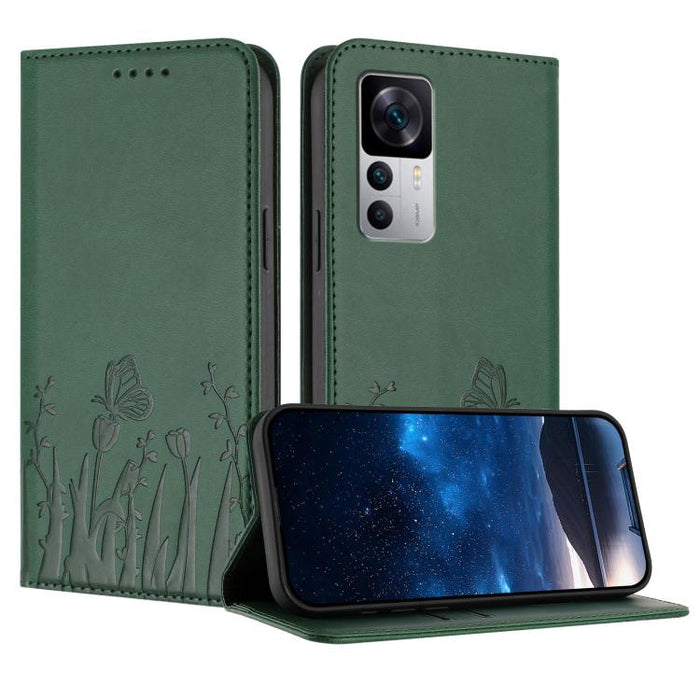 Funda magnética para teléfono de piel vegana con estampado de tulipanes y mariposas, For Xiaomi 14 Pro, For Xiaomi 14, For Xiaomi 13T / 13T Pro / Redmi K60 Ultra, For Xiaomi 13 Lite / Civi 2, For Xiaomi Poco M5 / Poco M4 5G / Redmi 10 5G               ...