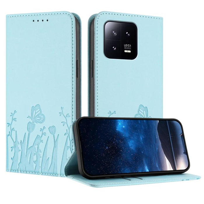 Funda magnética para teléfono de piel vegana con estampado de tulipanes y mariposas, For Xiaomi 14 Pro, For Xiaomi 14, For Xiaomi 13T / 13T Pro / Redmi K60 Ultra, For Xiaomi 13 Lite / Civi 2, For Xiaomi Poco M5 / Poco M4 5G / Redmi 10 5G               ...