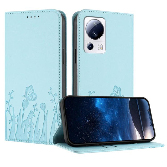 Funda magnética para teléfono de piel vegana con estampado de tulipanes y mariposas, For Xiaomi 14 Pro, For Xiaomi 14, For Xiaomi 13T / 13T Pro / Redmi K60 Ultra, For Xiaomi 13 Lite / Civi 2, For Xiaomi Poco M5 / Poco M4 5G / Redmi 10 5G               ...