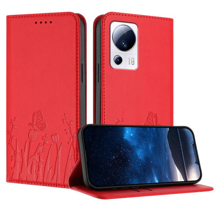 Funda magnética para teléfono de piel vegana con estampado de tulipanes y mariposas, For Xiaomi 14 Pro, For Xiaomi 14, For Xiaomi 13T / 13T Pro / Redmi K60 Ultra, For Xiaomi 13 Lite / Civi 2, For Xiaomi Poco M5 / Poco M4 5G / Redmi 10 5G               ...