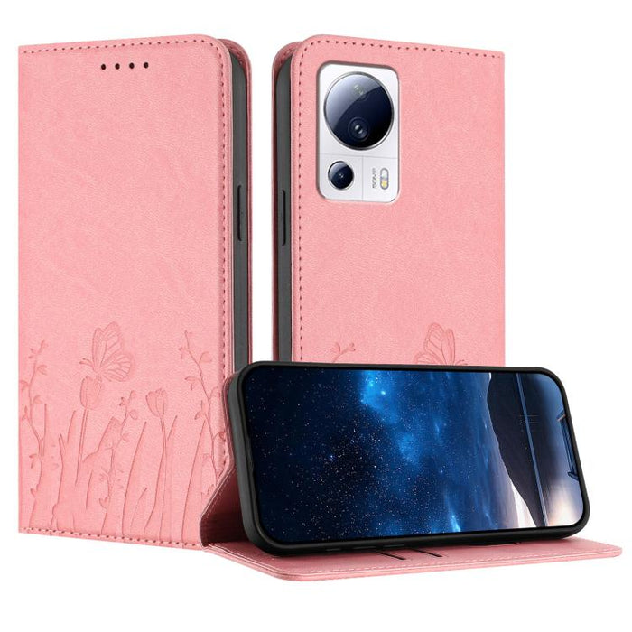 Funda magnética para teléfono de piel vegana con estampado de tulipanes y mariposas, For Xiaomi 14 Pro, For Xiaomi 14, For Xiaomi 13T / 13T Pro / Redmi K60 Ultra, For Xiaomi 13 Lite / Civi 2, For Xiaomi Poco M5 / Poco M4 5G / Redmi 10 5G               ...