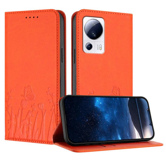 Funda magnética para teléfono de piel vegana con estampado de tulipanes y mariposas, For Xiaomi 14 Pro, For Xiaomi 14, For Xiaomi 13T / 13T Pro / Redmi K60 Ultra, For Xiaomi 13 Lite / Civi 2, For Xiaomi Poco M5 / Poco M4 5G / Redmi 10 5G               ...