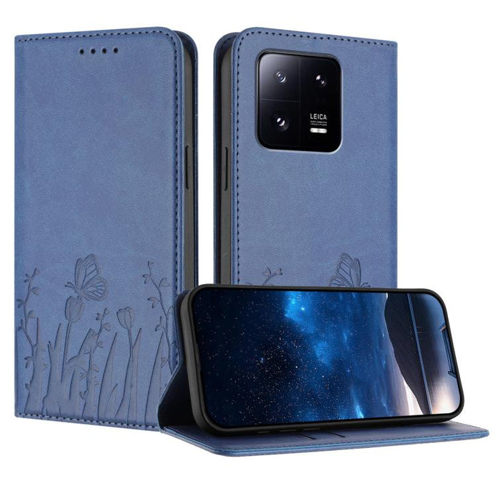 Funda magnética para teléfono de piel vegana con estampado de tulipanes y mariposas, For Xiaomi 14 Pro, For Xiaomi 14, For Xiaomi 13T / 13T Pro / Redmi K60 Ultra, For Xiaomi 13 Lite / Civi 2, For Xiaomi Poco M5 / Poco M4 5G / Redmi 10 5G               ...