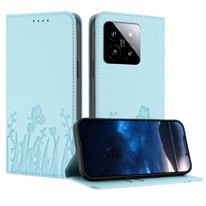 Funda magnética para teléfono de piel vegana con estampado de tulipanes y mariposas, For Xiaomi 14 Pro, For Xiaomi 14, For Xiaomi 13T / 13T Pro / Redmi K60 Ultra, For Xiaomi 13 Lite / Civi 2, For Xiaomi Poco M5 / Poco M4 5G / Redmi 10 5G               ...