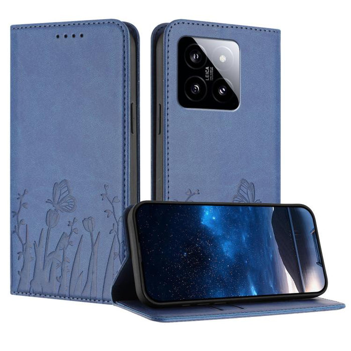 Funda magnética para teléfono de piel vegana con estampado de tulipanes y mariposas, For Xiaomi 14 Pro, For Xiaomi 14, For Xiaomi 13T / 13T Pro / Redmi K60 Ultra, For Xiaomi 13 Lite / Civi 2, For Xiaomi Poco M5 / Poco M4 5G / Redmi 10 5G               ...