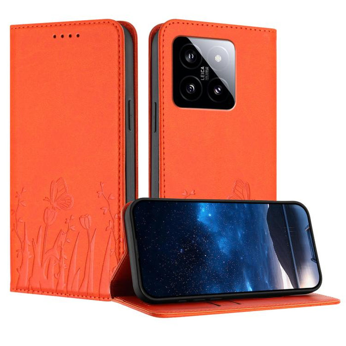 Funda magnética para teléfono de piel vegana con estampado de tulipanes y mariposas, For Xiaomi 14 Pro, For Xiaomi 14, For Xiaomi 13T / 13T Pro / Redmi K60 Ultra, For Xiaomi 13 Lite / Civi 2, For Xiaomi Poco M5 / Poco M4 5G / Redmi 10 5G               ...
