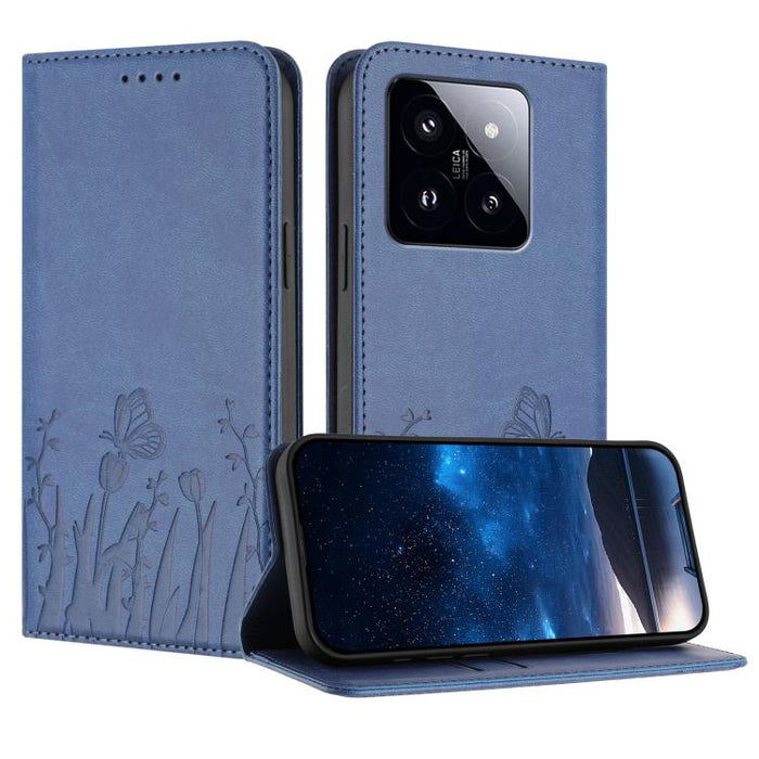 Funda magnética para teléfono de piel vegana con estampado de tulipanes y mariposas, For Xiaomi 14 Pro, For Xiaomi 14, For Xiaomi 13T / 13T Pro / Redmi K60 Ultra, For Xiaomi 13 Lite / Civi 2, For Xiaomi Poco M5 / Poco M4 5G / Redmi 10 5G               ...
