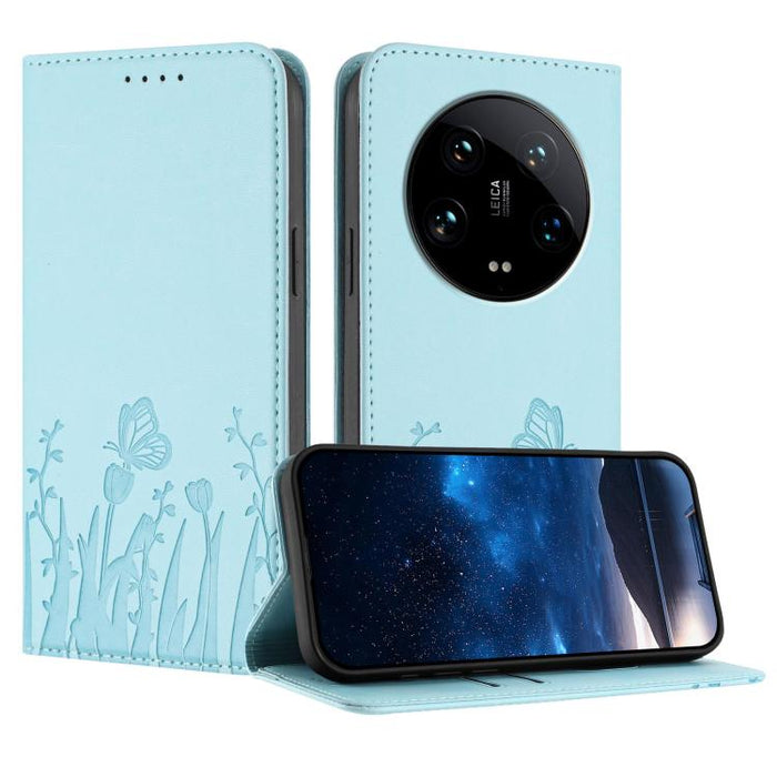 Funda magnética para teléfono de piel vegana con estampado de tulipanes y mariposas, For Xiaomi 14 Pro, For Xiaomi 14, For Xiaomi 13T / 13T Pro / Redmi K60 Ultra, For Xiaomi 13 Lite / Civi 2, For Xiaomi Poco M5 / Poco M4 5G / Redmi 10 5G               ...