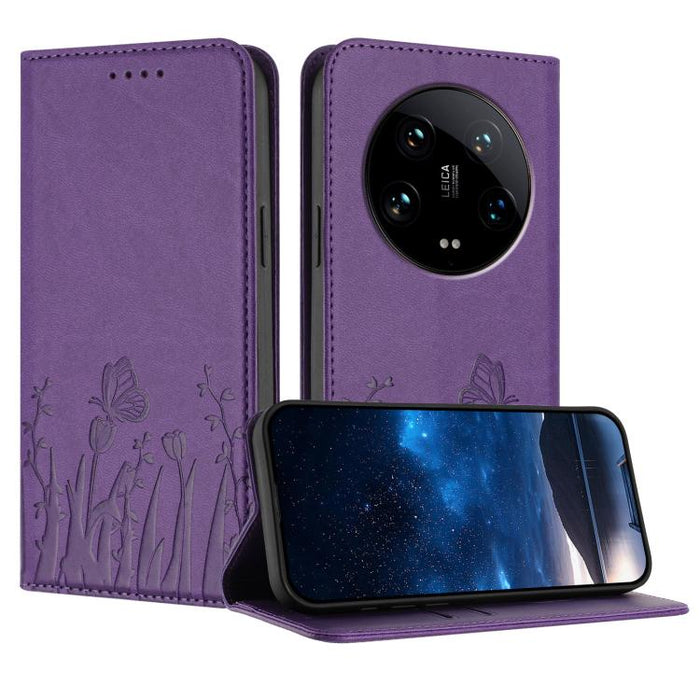 Funda magnética para teléfono de piel vegana con estampado de tulipanes y mariposas, For Xiaomi Poco F7 Pro / Poco F7 Ultra, For Xiaomi 15 Ultra, For Xiaomi Poco X7 Pro / Redmi Turbo 4, For Xiaomi 15 Pro, For Xiaomi 15, For Xiaomi 14T Pro, For Xiaomi 1...