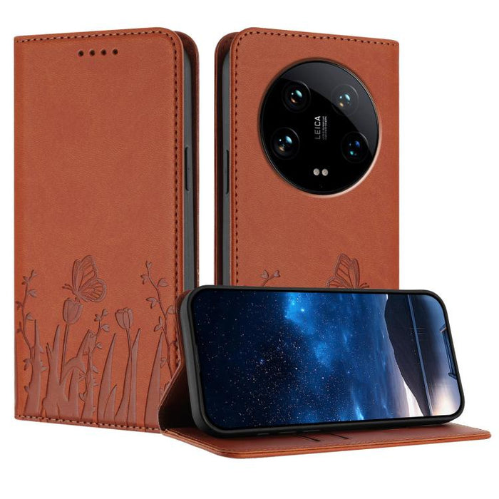 Funda magnética para teléfono de piel vegana con estampado de tulipanes y mariposas, For Xiaomi Poco F7 Pro / Poco F7 Ultra, For Xiaomi 15 Ultra, For Xiaomi Poco X7 Pro / Redmi Turbo 4, For Xiaomi 15 Pro, For Xiaomi 15, For Xiaomi 14T Pro, For Xiaomi 1...