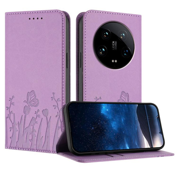 Funda magnética para teléfono de piel vegana con estampado de tulipanes y mariposas, For Xiaomi Poco F7 Pro / Poco F7 Ultra, For Xiaomi 15 Ultra, For Xiaomi Poco X7 Pro / Redmi Turbo 4, For Xiaomi 15 Pro, For Xiaomi 15, For Xiaomi 14T Pro, For Xiaomi 1...