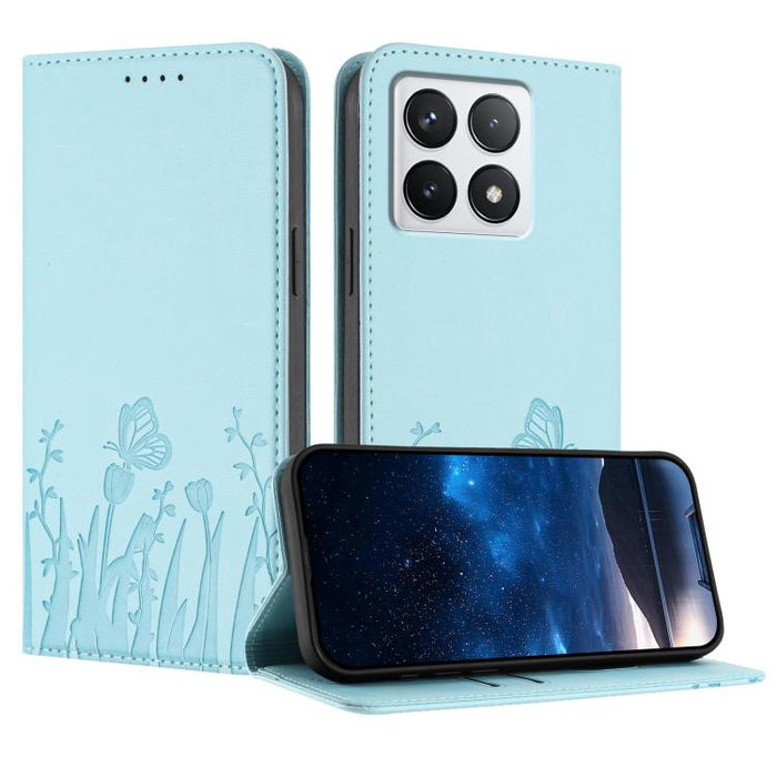 Funda magnética para teléfono de piel vegana con estampado de tulipanes y mariposas, For Xiaomi Poco F7 Pro / Poco F7 Ultra, For Xiaomi 15 Ultra, For Xiaomi Poco X7 Pro / Redmi Turbo 4, For Xiaomi 15 Pro, For Xiaomi 15, For Xiaomi 14T Pro, For Xiaomi 1...
