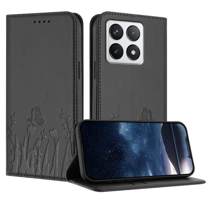 Funda magnética para teléfono de piel vegana con estampado de tulipanes y mariposas, For Xiaomi Poco F7 Pro / Poco F7 Ultra, For Xiaomi 15 Ultra, For Xiaomi Poco X7 Pro / Redmi Turbo 4, For Xiaomi 15 Pro, For Xiaomi 15, For Xiaomi 14T Pro, For Xiaomi 1...
