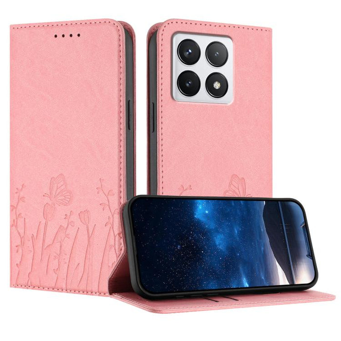 Funda magnética para teléfono de piel vegana con estampado de tulipanes y mariposas, For Xiaomi Poco F7 Pro / Poco F7 Ultra, For Xiaomi 15 Ultra, For Xiaomi Poco X7 Pro / Redmi Turbo 4, For Xiaomi 15 Pro, For Xiaomi 15, For Xiaomi 14T Pro, For Xiaomi 1...