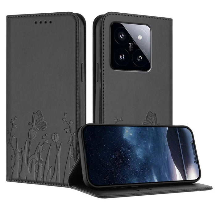 Funda magnética para teléfono de piel vegana con estampado de tulipanes y mariposas, For Xiaomi Poco F7 Pro / Poco F7 Ultra, For Xiaomi 15 Ultra, For Xiaomi Poco X7 Pro / Redmi Turbo 4, For Xiaomi 15 Pro, For Xiaomi 15, For Xiaomi 14T Pro, For Xiaomi 1...