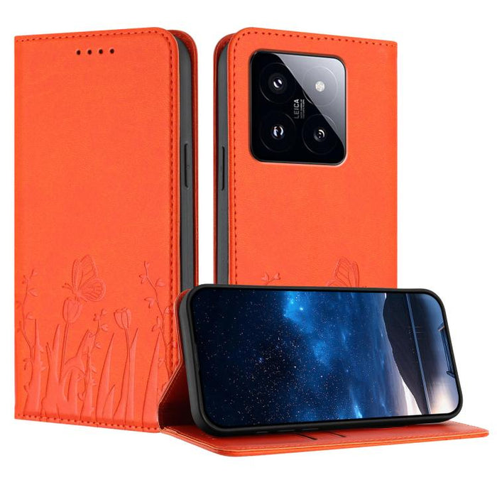 Funda magnética para teléfono de piel vegana con estampado de tulipanes y mariposas, For Xiaomi Poco F7 Pro / Poco F7 Ultra, For Xiaomi 15 Ultra, For Xiaomi Poco X7 Pro / Redmi Turbo 4, For Xiaomi 15 Pro, For Xiaomi 15, For Xiaomi 14T Pro, For Xiaomi 1...