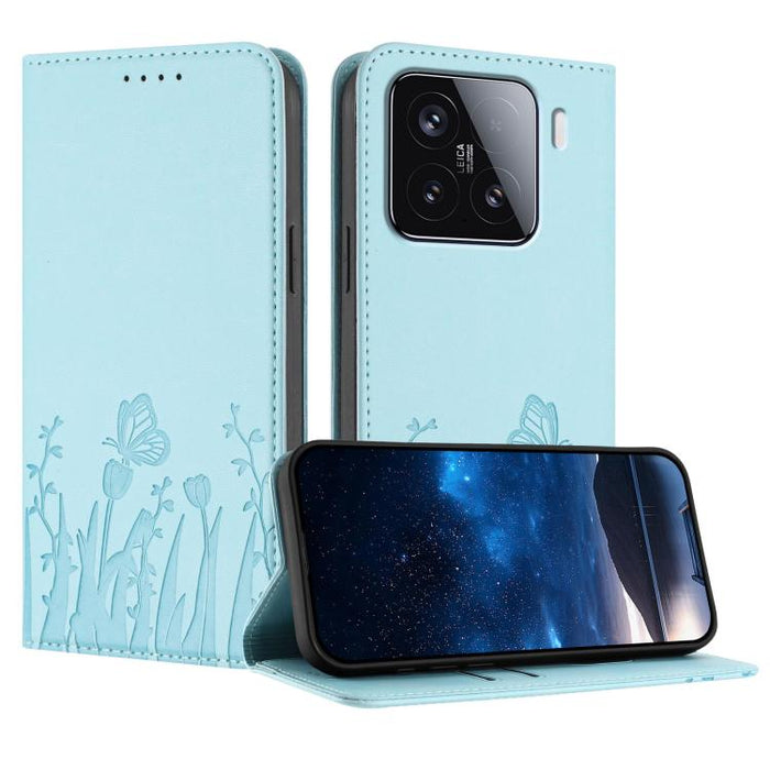 Funda magnética para teléfono de piel vegana con estampado de tulipanes y mariposas, For Xiaomi Poco F7 Pro / Poco F7 Ultra, For Xiaomi 15 Ultra, For Xiaomi Poco X7 Pro / Redmi Turbo 4, For Xiaomi 15 Pro, For Xiaomi 15, For Xiaomi 14T Pro, For Xiaomi 1...