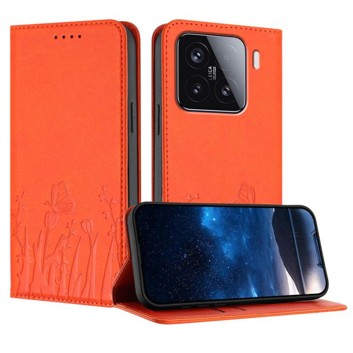 Funda magnética para teléfono de piel vegana con estampado de tulipanes y mariposas, For Xiaomi Poco F7 Pro / Poco F7 Ultra, For Xiaomi 15 Ultra, For Xiaomi Poco X7 Pro / Redmi Turbo 4, For Xiaomi 15 Pro, For Xiaomi 15, For Xiaomi 14T Pro, For Xiaomi 1...