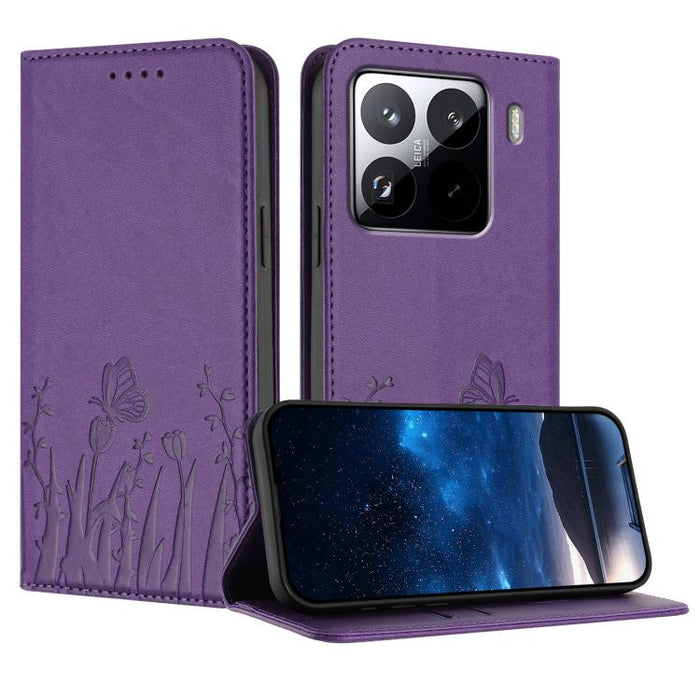 Funda magnética para teléfono de piel vegana con estampado de tulipanes y mariposas, For Xiaomi Poco F7 Pro / Poco F7 Ultra, For Xiaomi 15 Ultra, For Xiaomi Poco X7 Pro / Redmi Turbo 4, For Xiaomi 15 Pro, For Xiaomi 15, For Xiaomi 14T Pro, For Xiaomi 1...