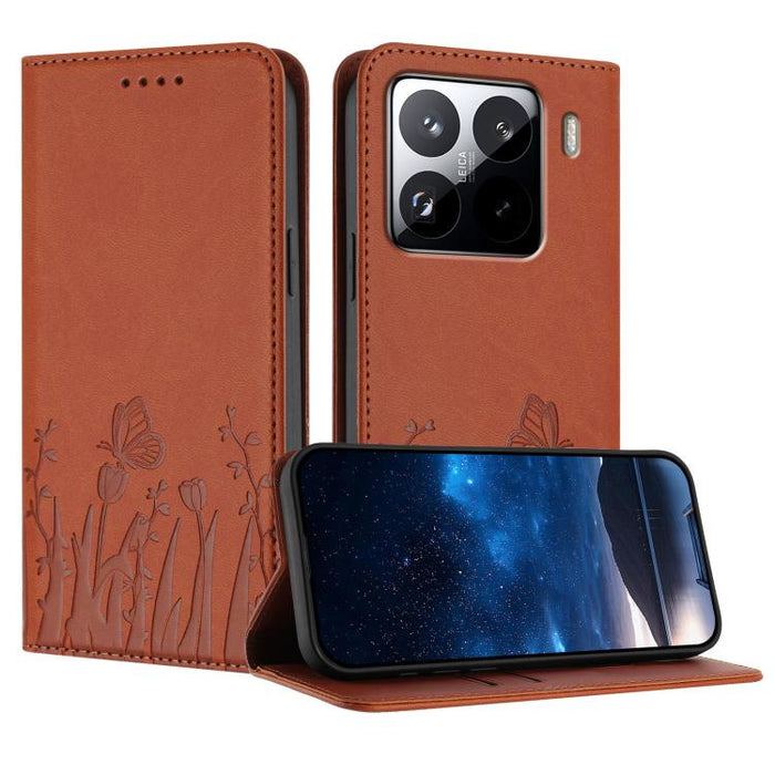 Funda magnética para teléfono de piel vegana con estampado de tulipanes y mariposas, For Xiaomi Poco F7 Pro / Poco F7 Ultra, For Xiaomi 15 Ultra, For Xiaomi Poco X7 Pro / Redmi Turbo 4, For Xiaomi 15 Pro, For Xiaomi 15, For Xiaomi 14T Pro, For Xiaomi 1...